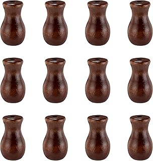 12PCS Wood Cord Tassels Brown Wooden Pull Knobs for Window Blinds Roman Shades Curtain Hanging Ball Pulls Craft Accessories 32x19mm