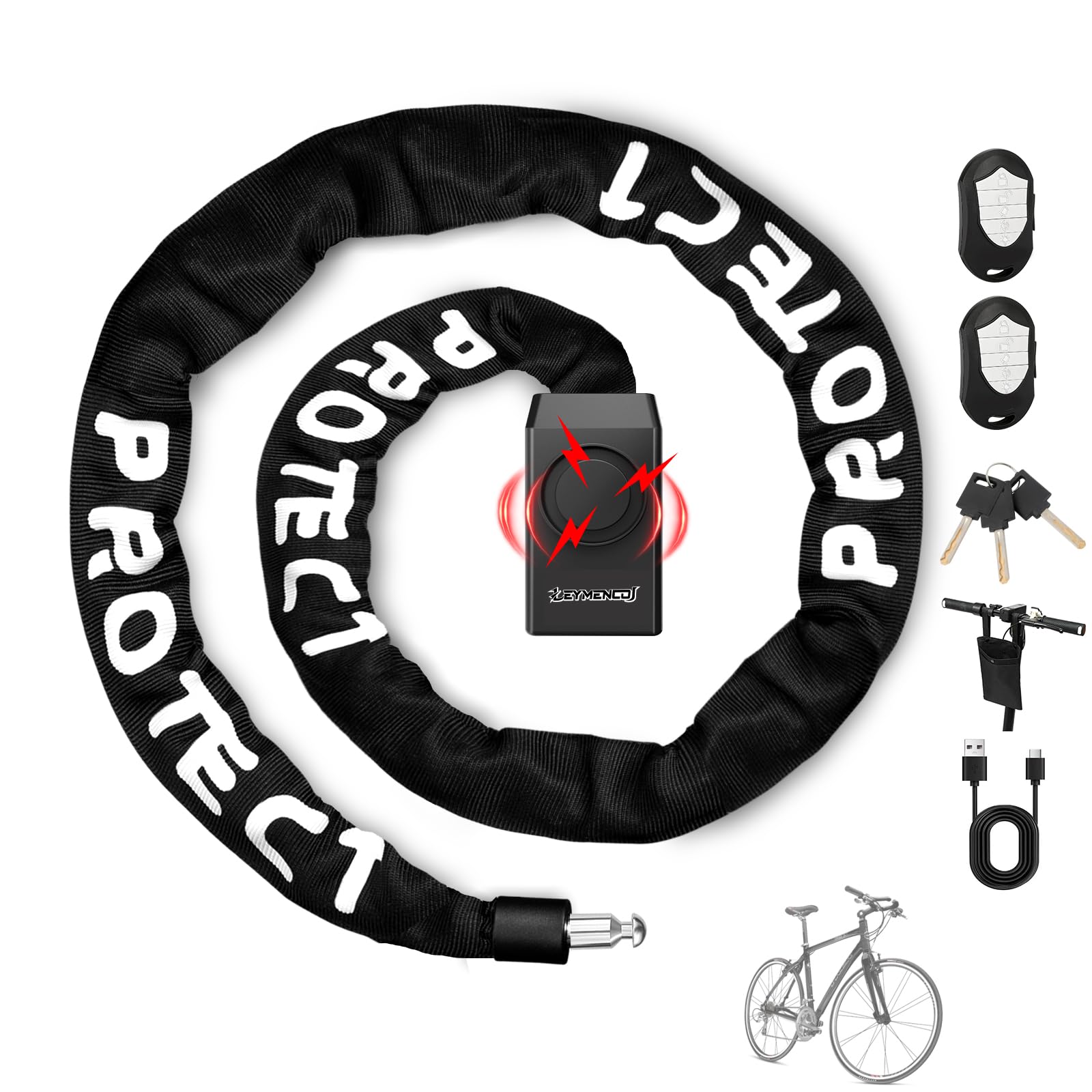 LEYMENCOJ 4Ft Bike Lock with Alarm
