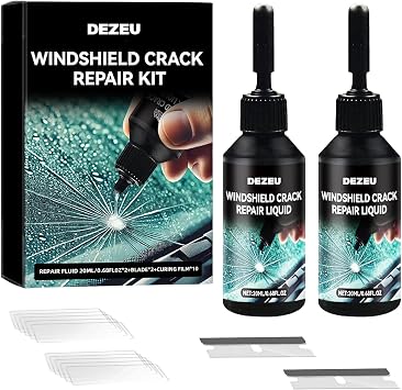 DEZEU 2026 Windshield Crack Repair Kit,Upgraded 2 Bottles Windshield Chip Repair Kit,5MinQuick-Glass Repair Liquid,Long-Lasting for Windshields, Windows, Mirrors,All Crack Types 0.68 FL OZ.