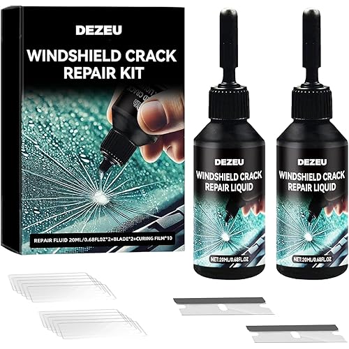 DEZEU 2026 Windshield Crack Repair Kit,Upgraded 2 Bottles Windshield Chip Repair Kit,5MinQuick-Glass Repair Liquid,Long-Lasting for Windshields, Windows, Mirrors,All Crack Types 0.68 FL OZ.