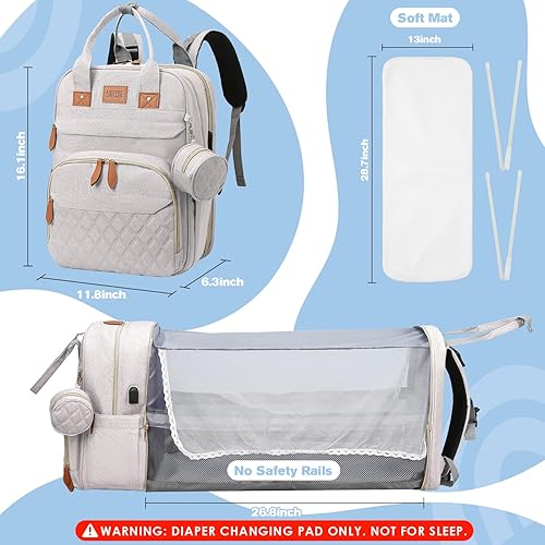 Miniatura 2 de Mochila para pañales, bolsa de pañales grande con cambiador, regalos para nuevas madres, bolsa de pañales unisex ligera e impermeable con bolsillos