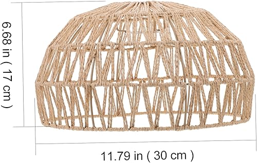 Miniatura 8 de DOITOOL Imitación de ratán cuerda de papel pantalla ratán ventilador de techo cesta mimbre boho lámparas techo tejido lámpara colgante cubierta de