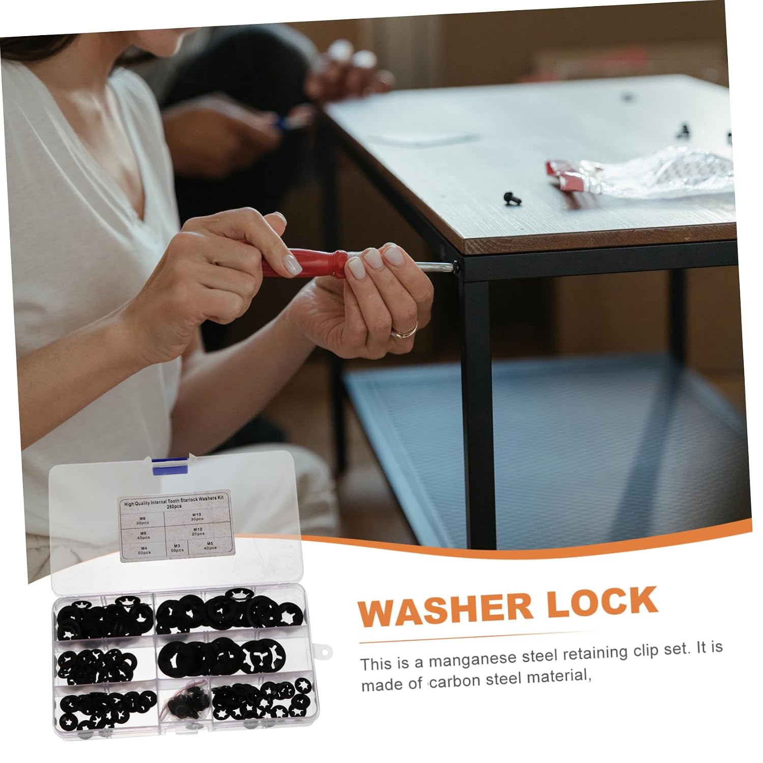 Cabilock 1 Set Plum Blossom Shaped Locking Washers Assortment Kit Manganese Retaining Clamps for Secure Installation Car Shafts and Axles Prevent Lateral Movement Fasteners