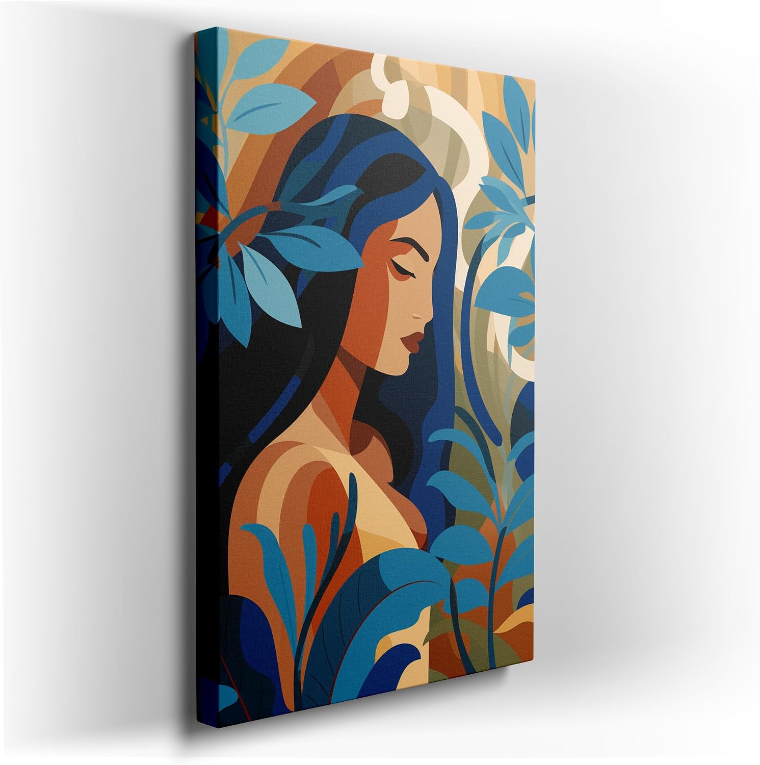 Canvas for Living room. Whispers of Nature: A Dreamlike Portrait in Hues of Blue and Brown, 27 x 18 inch Canvas Wall Art - Contemporary Masterpieces - Modern Home Decor - 69x46 cm (27x18 inch)