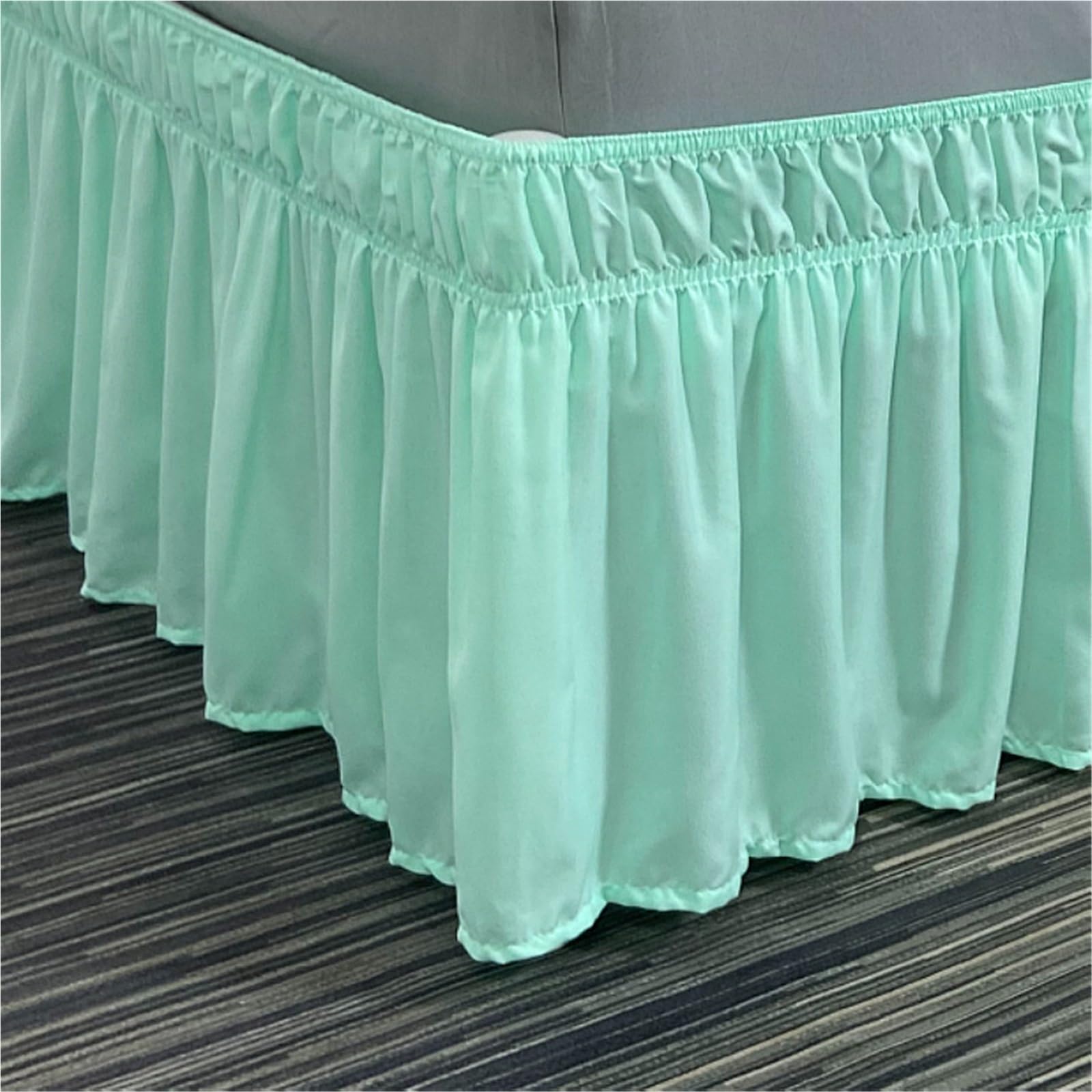 YHXAIQ Bed Skirt, Elasticized Bed Skirts & Valances, Easy to Install Valance with Drop Design, Polyester Bed Valance Double for Double Size Bed Frame & Platform(Light green,200 x 220+35 cm)