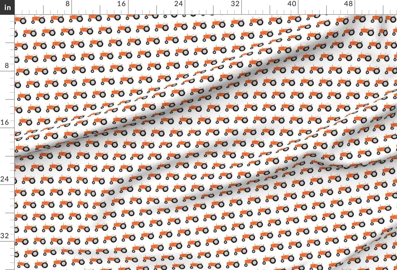 Spoonflower Fabric - Tractors Tractor Orange Farming Farm Boy Trendy Country Printed on Satin Fabric by The Yard - Sewing Lining Apparel Fashion Blankets Decor