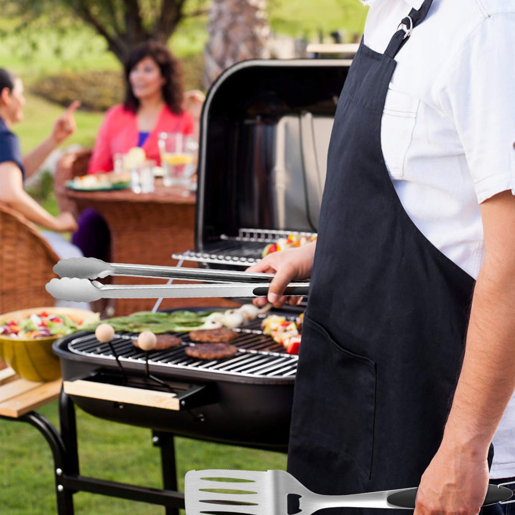 Leonyo XHY02 - Set di 6 utensili per barbecue, colore: Nero