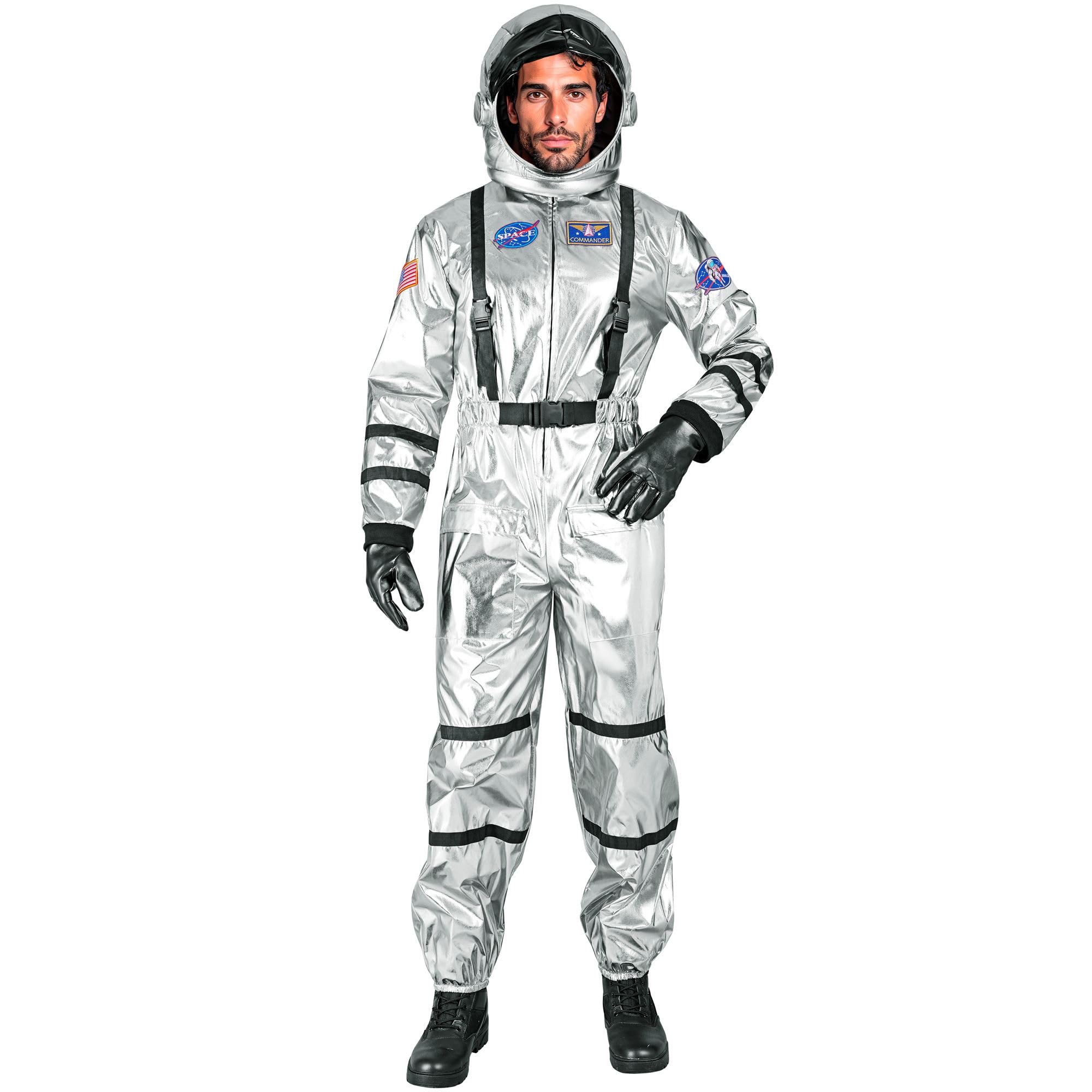 W WIDMANN MILANO Party Fashion - kostium astronauty dla mężczyzn | Kombinezon z hełmem, strój kosmiczny na karnawał, imprezę tematyczną i kosmiczne przygody