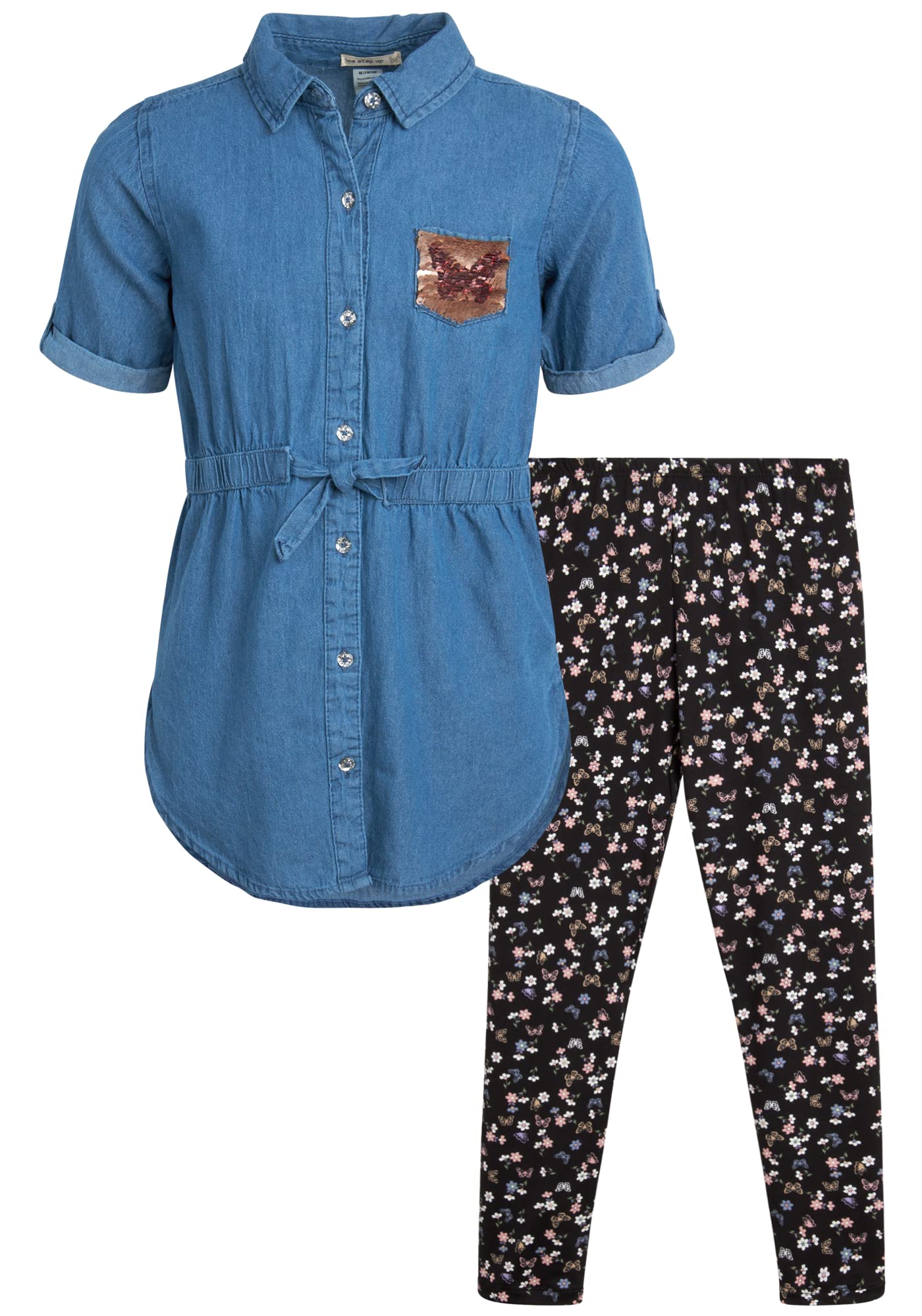 Legging Set - 2 Piece Super Soft Leggings and Button Down Tunic Blouse (4-12)