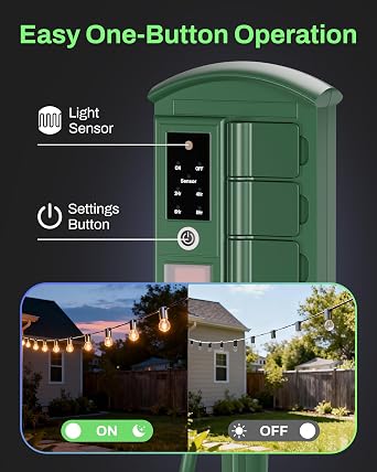 BN-LINK Outdoor Power Stake Timer, Remote Control,6 Outlets