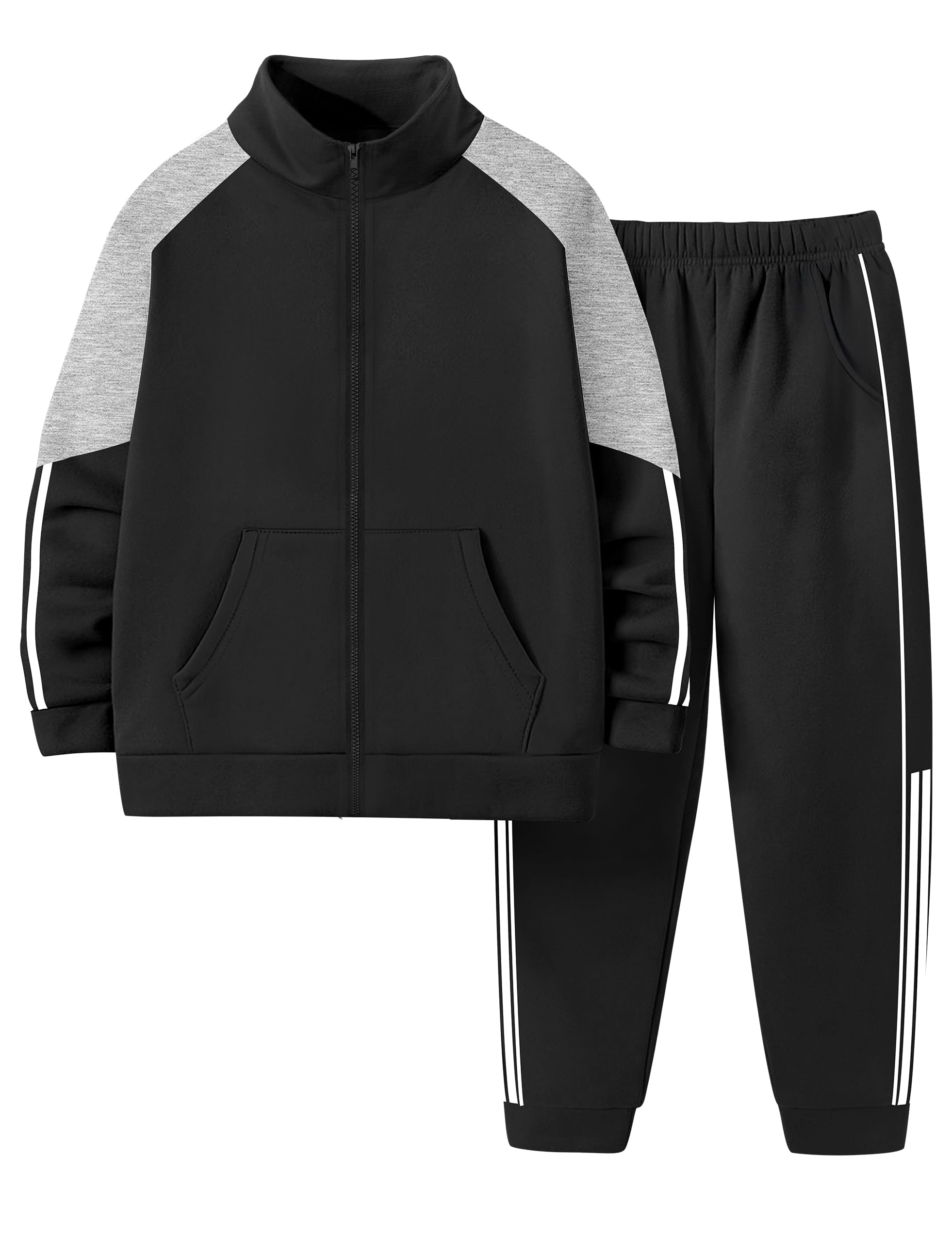 Boys Clothes 2 Piece Long Sleeve Zip Up Boys Sweatshirt Jacket and Jogging Sweatpants Kids Fall Winter Outfits 6-12Y