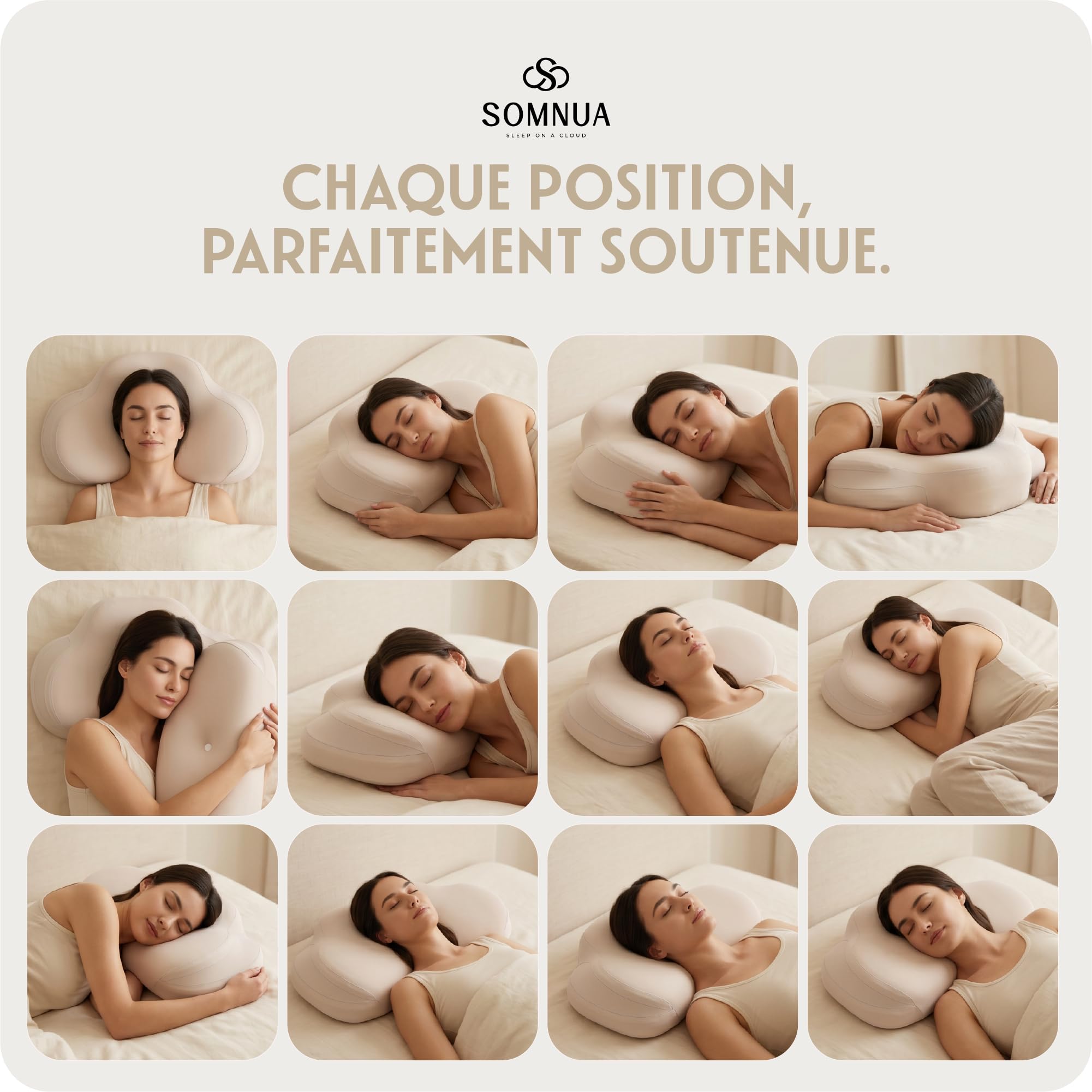SOMNUA Oreiller Ergonomique Cervical à Mémoire de Forme Toutes Positions