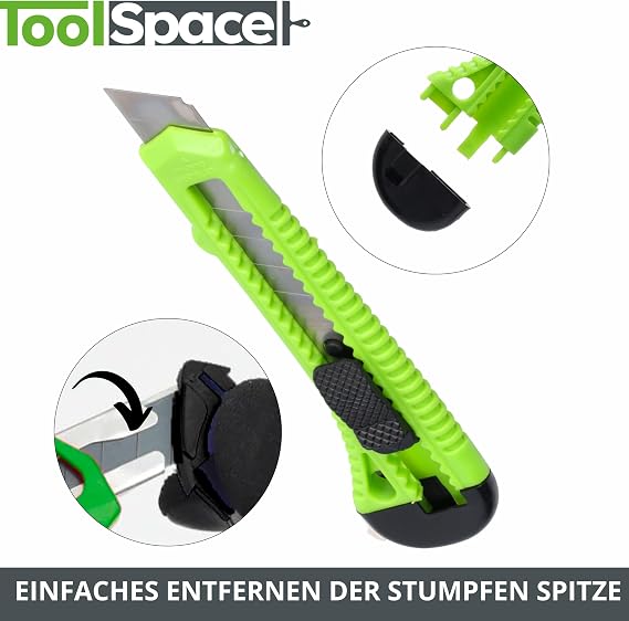 ToolSpace Set of 5 Cutter Knives 18 mm 5 x Carpet Knives Sharp Blade Robust Professional Cutter Stanley Knife Cattering Knife Wallpapering Knife Better Than Disposable Stanley Knife with Snap Off Blade