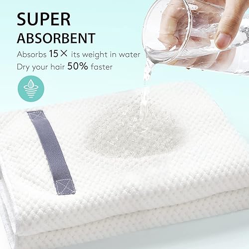 Miniatura 6 de YFONG Toalla de microfibra extra grande para mujer, toalla de secado suave con banda elástica, turbantes de pelo de secado rápido para cabello largo