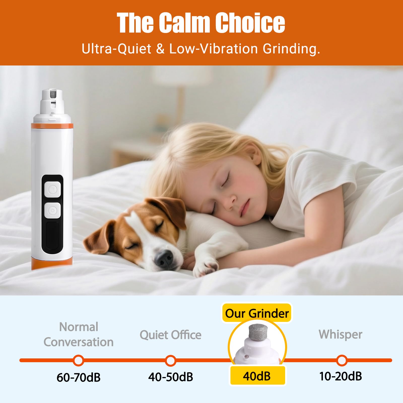 2026 Upgraded Dog Nail Grinder Quiet with LED Light & Low Noise - 3-Speed, 3-Port Professional Dog Nail Trimmer Dogs & Cats, Cordless & Rechargeable - image 2