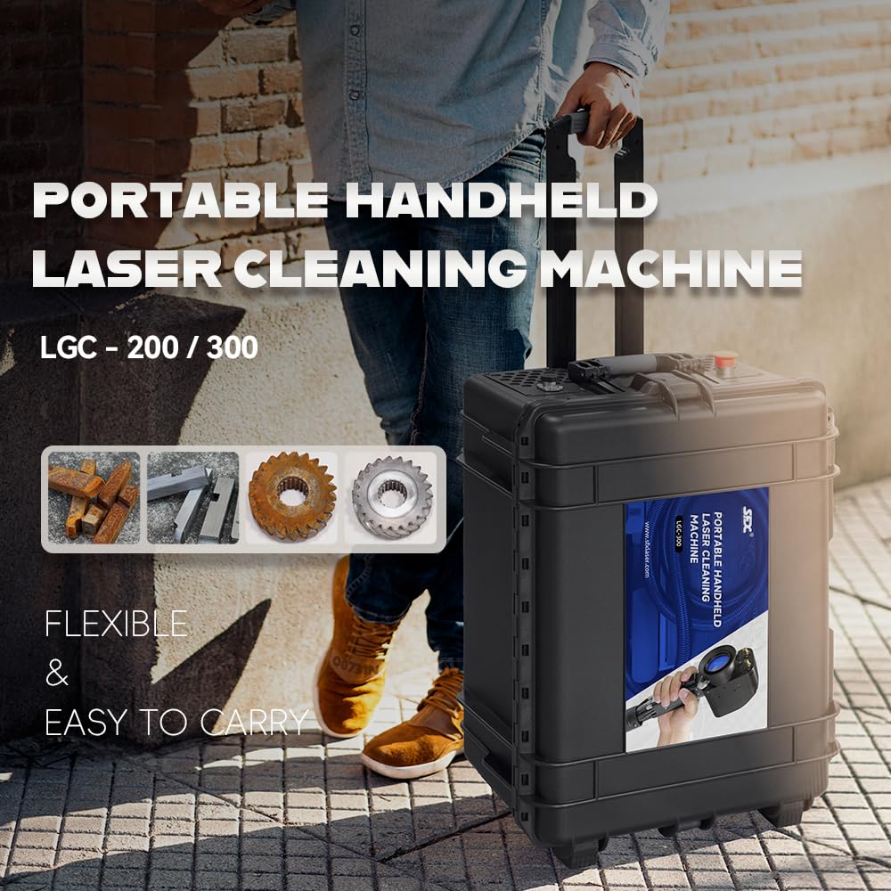 ZAC Trolley-Type Laser Cleaner 200W(0.39 mW) Laser Cleaning Machine Pulse Laser Rust Removal Hand Held Remover Laser Class 1 for Removing Rust Paint Oil Dirt Stains Coating(LGC-200)