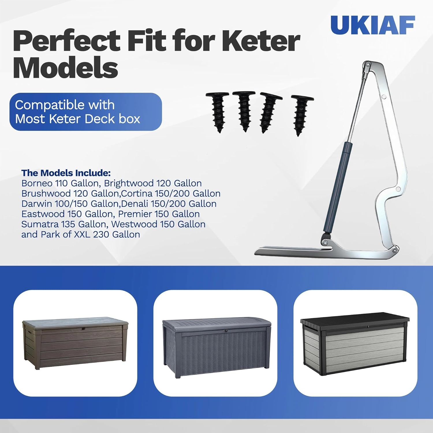 1 Pack Keter Deck Box Replacement Hinges for Keter Outdoor Storage Box Including Screws