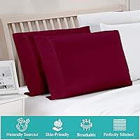 Vista 3 de Juego de 2 fundas de almohada de 600 hilos, 100% algodón egipcio de fibra larga, fundas de almohada suaves y duraderas, fundas de almohada suaves