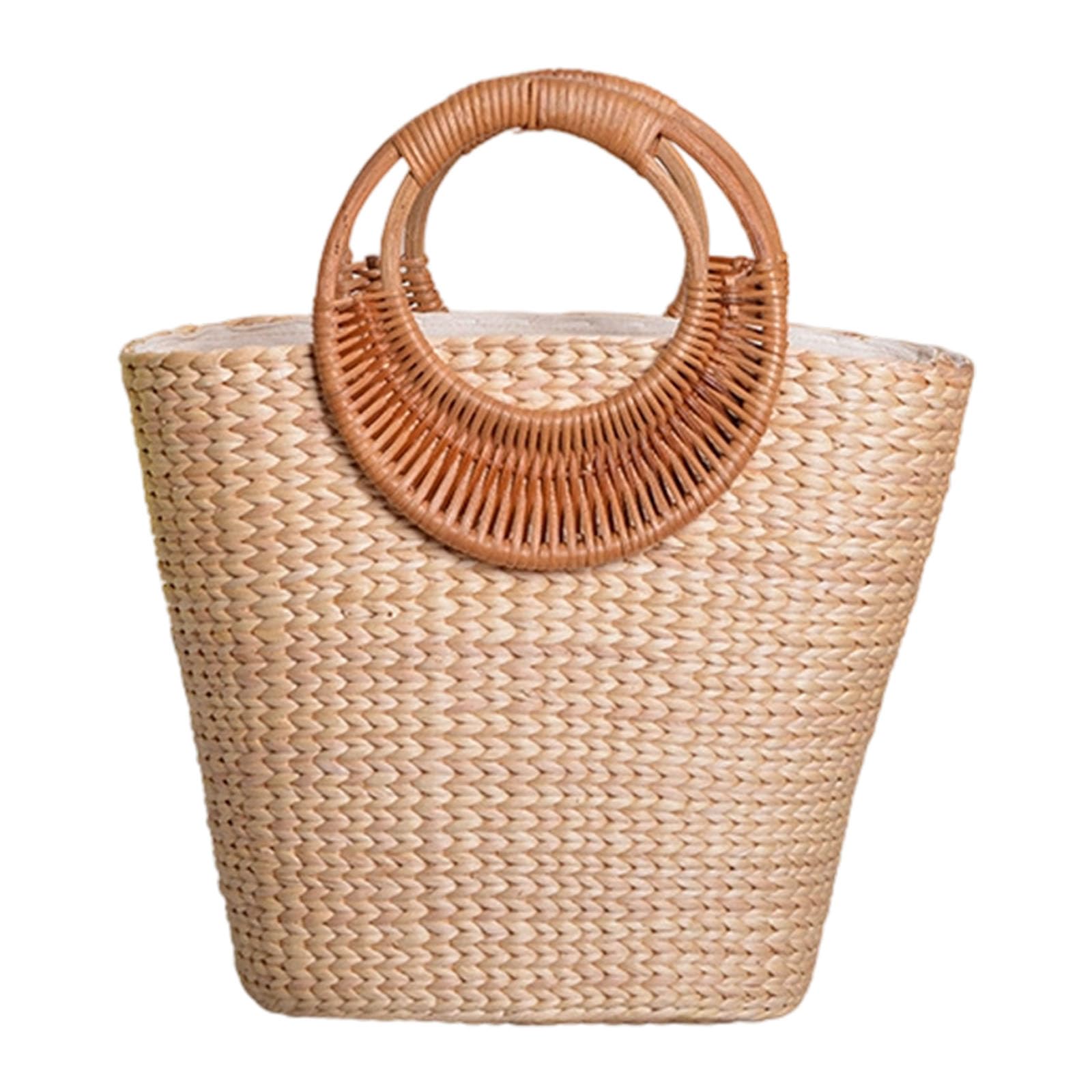 Elegante borsa paglia per donna Borsa con manico superiore Elegante borsa da spiaggia intrecciata a mano quotidiana per le vacanze alla da donna