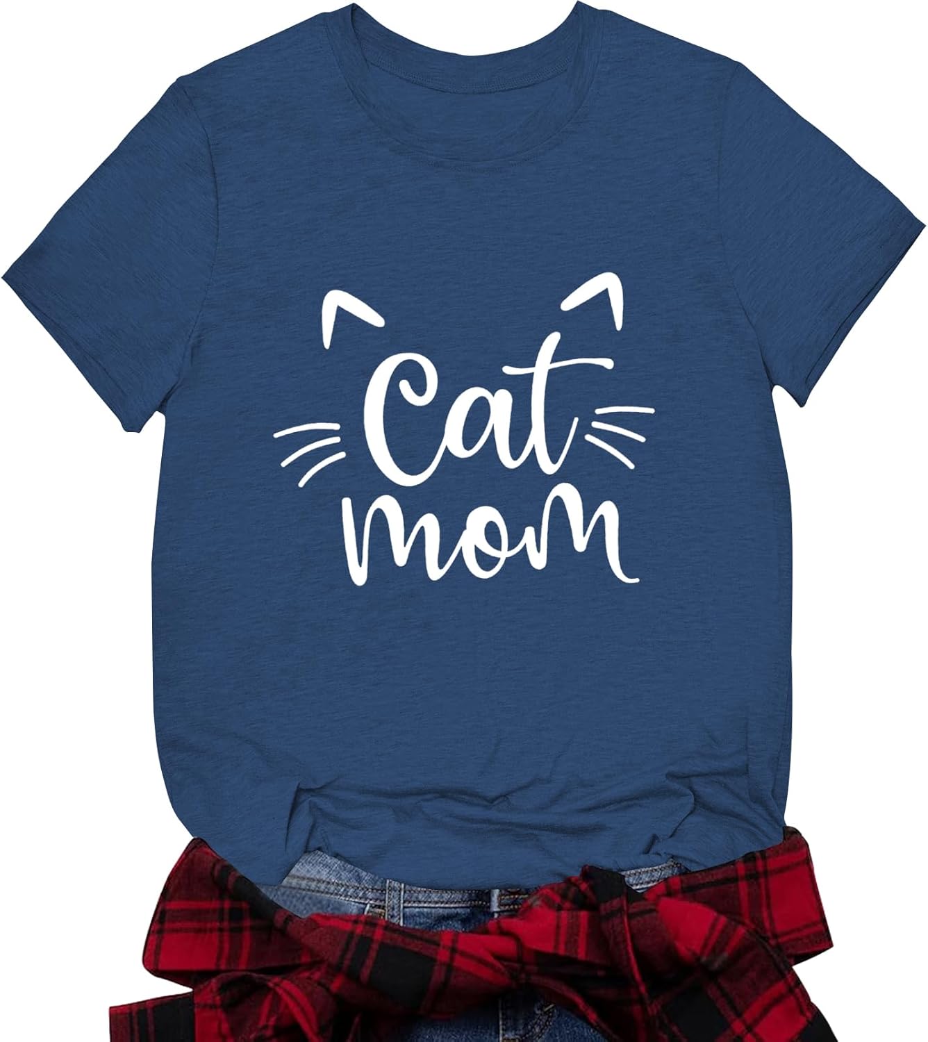 Mama & Mom Cotton Blend T-Shirts for Women - Round Neck Short Sleeve Tees with Mama/Mom Prints & Gold Foil Designs - Image 5