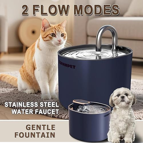 Miniatura 2 de Grifo de acero inoxidable para gatos, fuente de agua de 102 onzas3 litros para beber, cuencos para beber para perros, fuente de agua para mascotas,