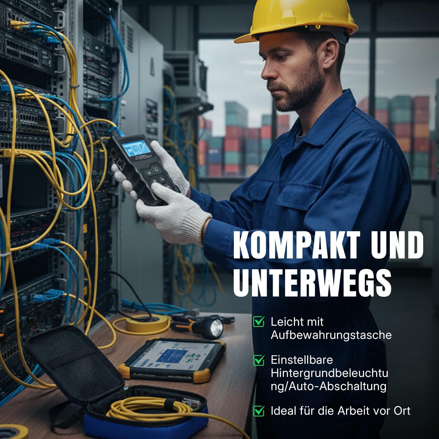 Multifunktions Kabeltester: RJ45 Netzwerktester mit PoE, Kontinuitätstest, Spannungsmessung & LED-Beleuchtung - Ideal für CAT5e/CAT6/CAT6a Ethernet Kabel