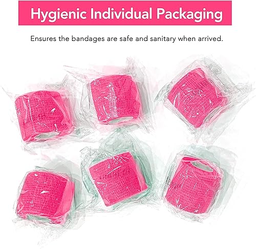 Miniatura 5 de RISEN Vendaje cohesivo de 2 pulgadas x 5 yardas, 6 rollos, cinta médica autoadherente, gasa adhesiva flexible y transpirable, ideal para