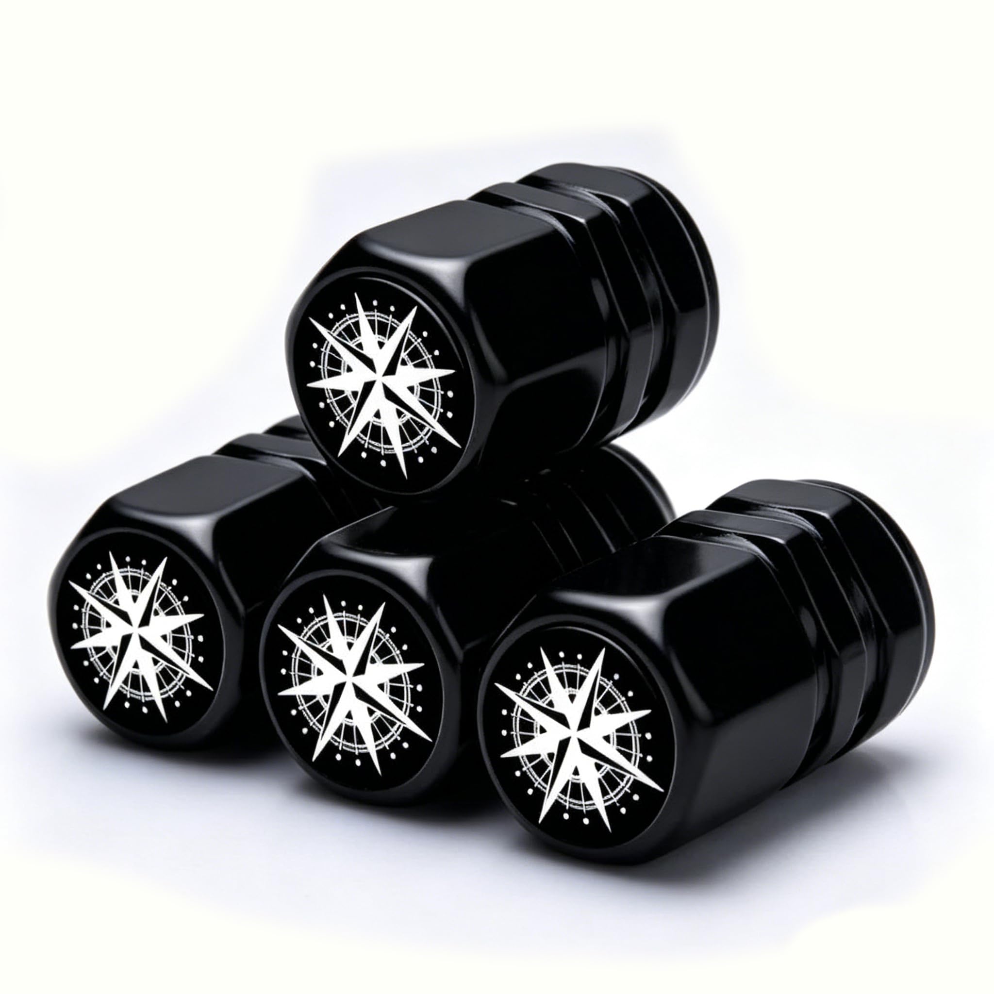 YDSTNiu 4 pieces Car Tyre Valve Dust Caps for Opel Astra K/Schrägheck (K ab Bj.2015),Wheel Stem Air Plugs Engraved Metallic Compass Rim Styling Decorations,Black