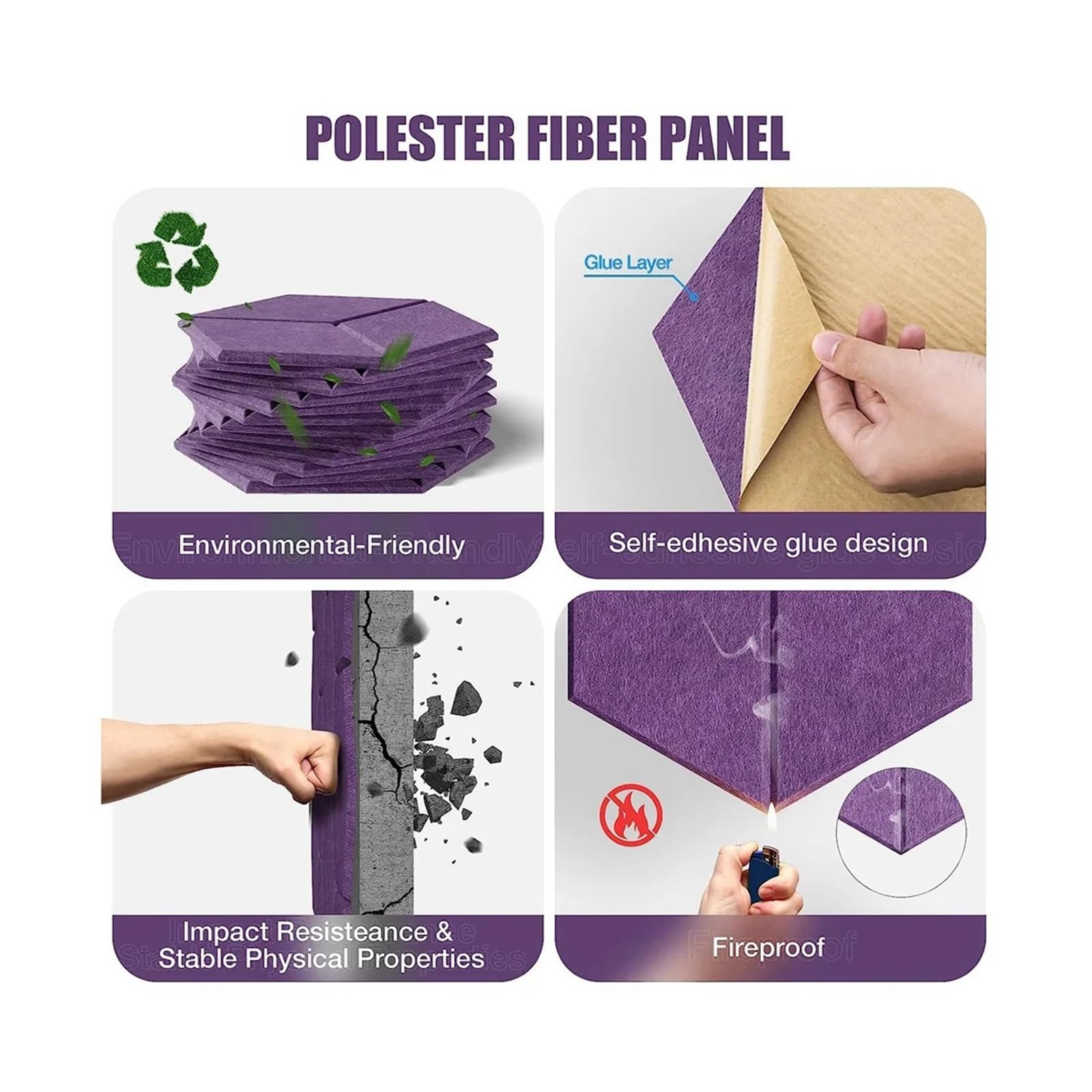 Panel Acustico Paneles de pared ignífugos alta densidad con aislamiento acústico y revestimiento en Y autoadhesivo para Oficinas