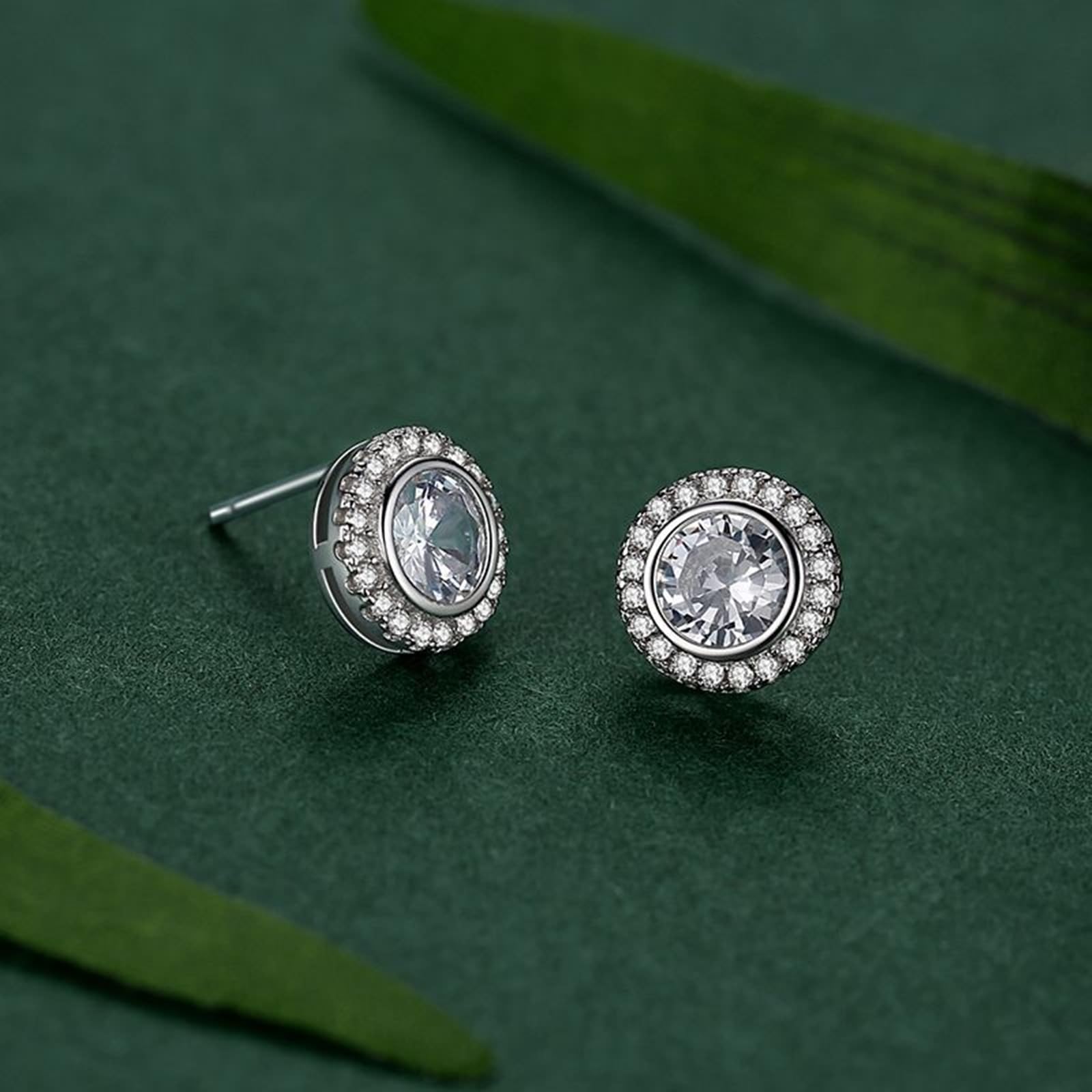 Pendientes de oro blanco Au750 con moissanita, lujosos pendientes de platino PT950