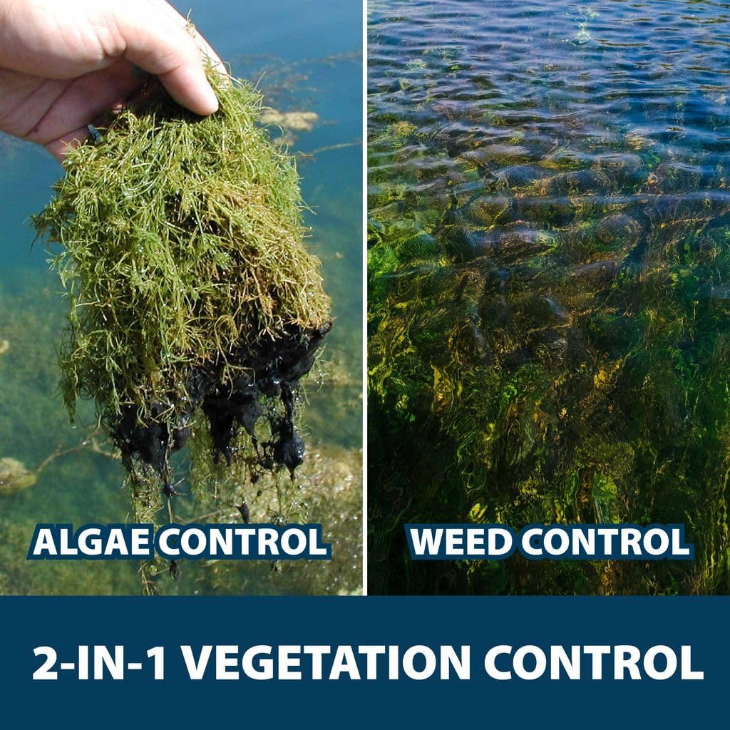 Airmax EasyKlear Pond & Lake Algae & Weed Vegetation Control, 2-in-1 Broad Spectrum Aquatic Herbicide & Algaecide Granular Water Treatment, 15 Pounds