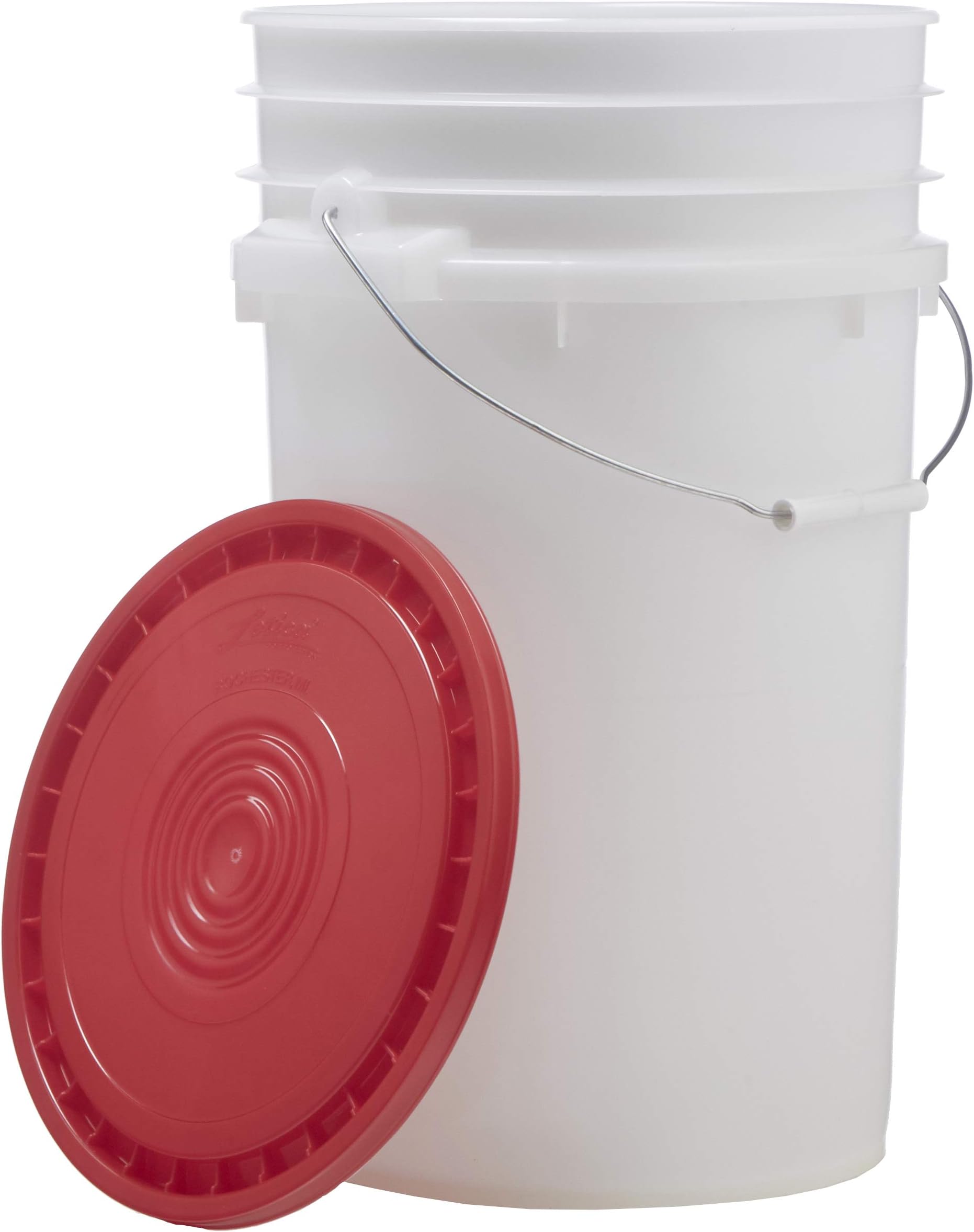Hudson Exchange Car Wash, Dust Collector & General Use 7 Gallon Bucket with Red Lid, HDPE, Natural