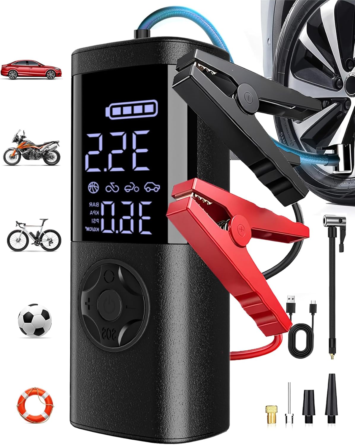 Jump Starter, Car Battery Jump Starter LED Display, 24000mAh Portable Jump Starter Battery Pack with Booster, LED Light,