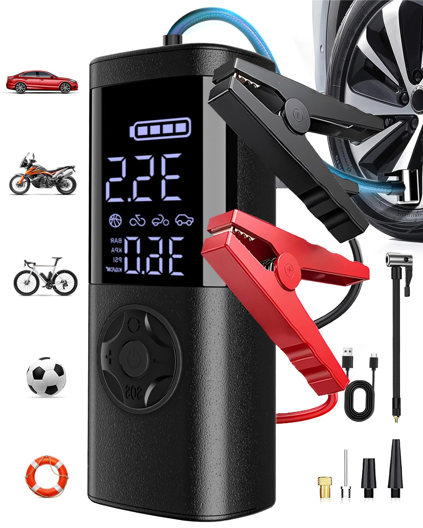 Jump Starter Car Battery Jump Starter LED Display 24000mAh Portable Jump Starter Battery Pack 10L Gas 10L Diesel