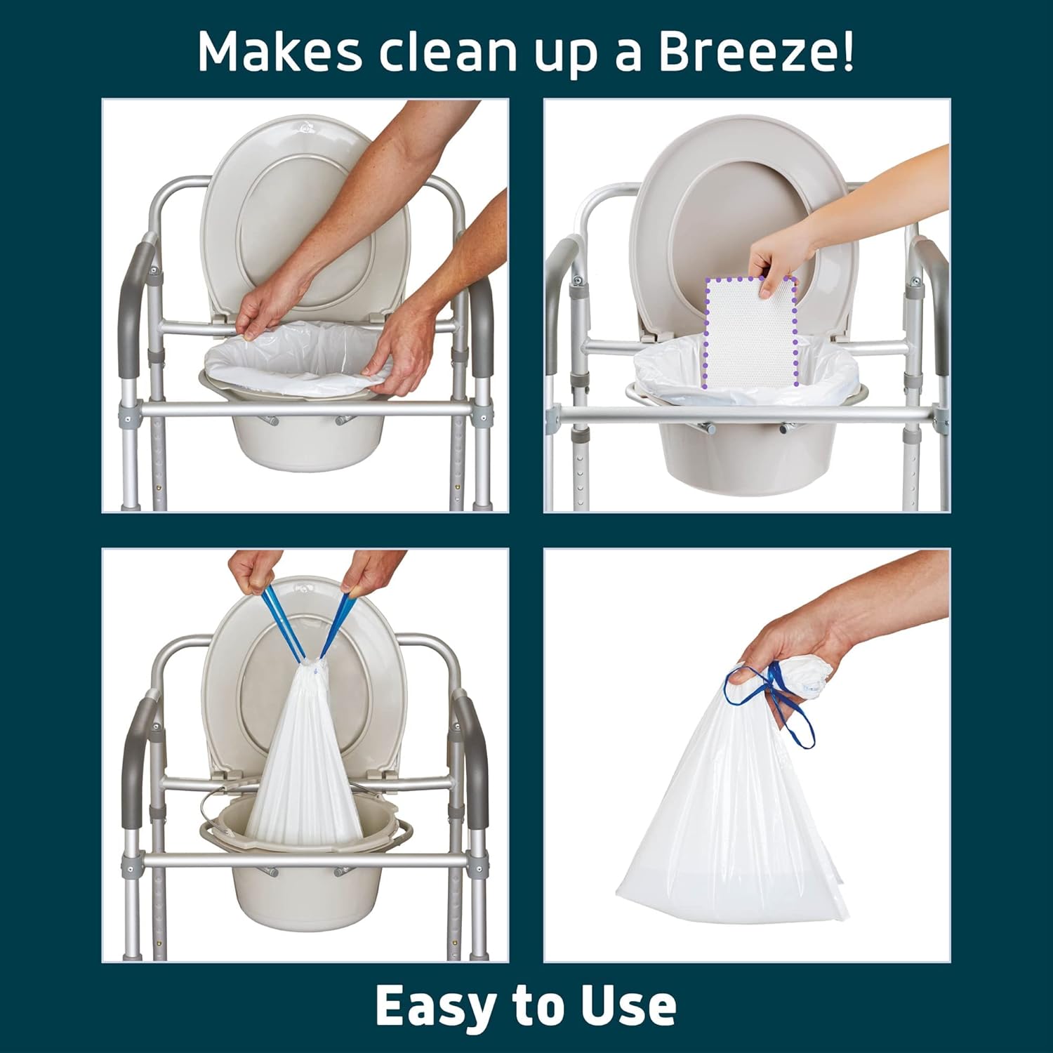 Lunderg Commode Liners with Lavender Scented Absorbent Pads - Value Pack Medical Grade 50 Count Universal Fit - Disposable Bedside Commode Liners and Pads for Adult Commode Chairs & Portable Toilets : Health & Household