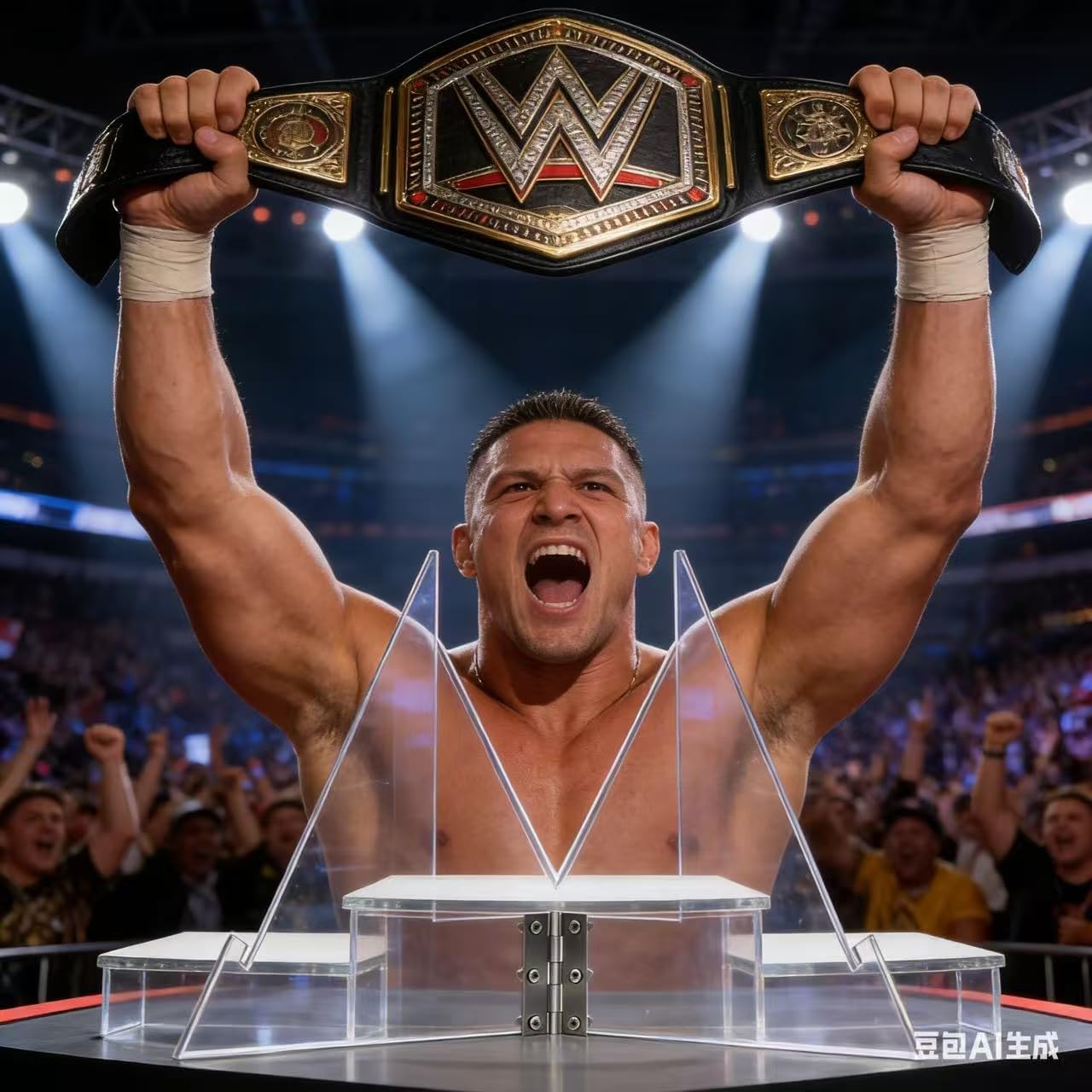 Acrylic Championship Belt Display Stand, High Flexibility Wrestling Champion Belt Rack for Heavy Duty Wrestling and Football Trophies for Sport Football Boxing and So on (2, Clear)