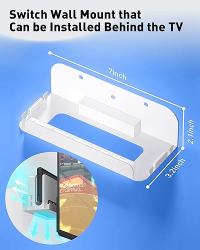 Miniatura 4 de ZAONOOL Soporte de pared para Nintendo Switch y Switch OLED, kit de montaje de pared de metal con 5 soportes para tarjetas de juego y 4 colgadores