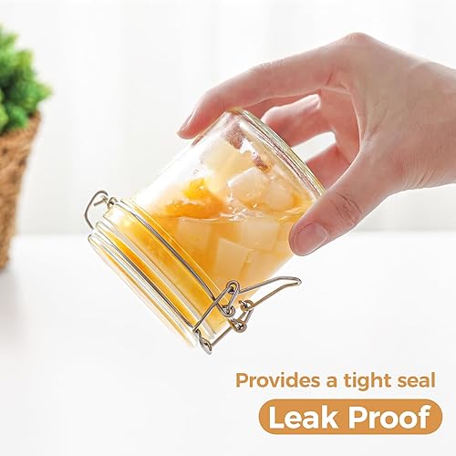 Miniatura 5 de ComSaf Juego de 6 frascos de vidrio herméticos pequeños de 8 onzas con tapas, tarros redondos para almacenamiento de alimentos, mini recipiente de