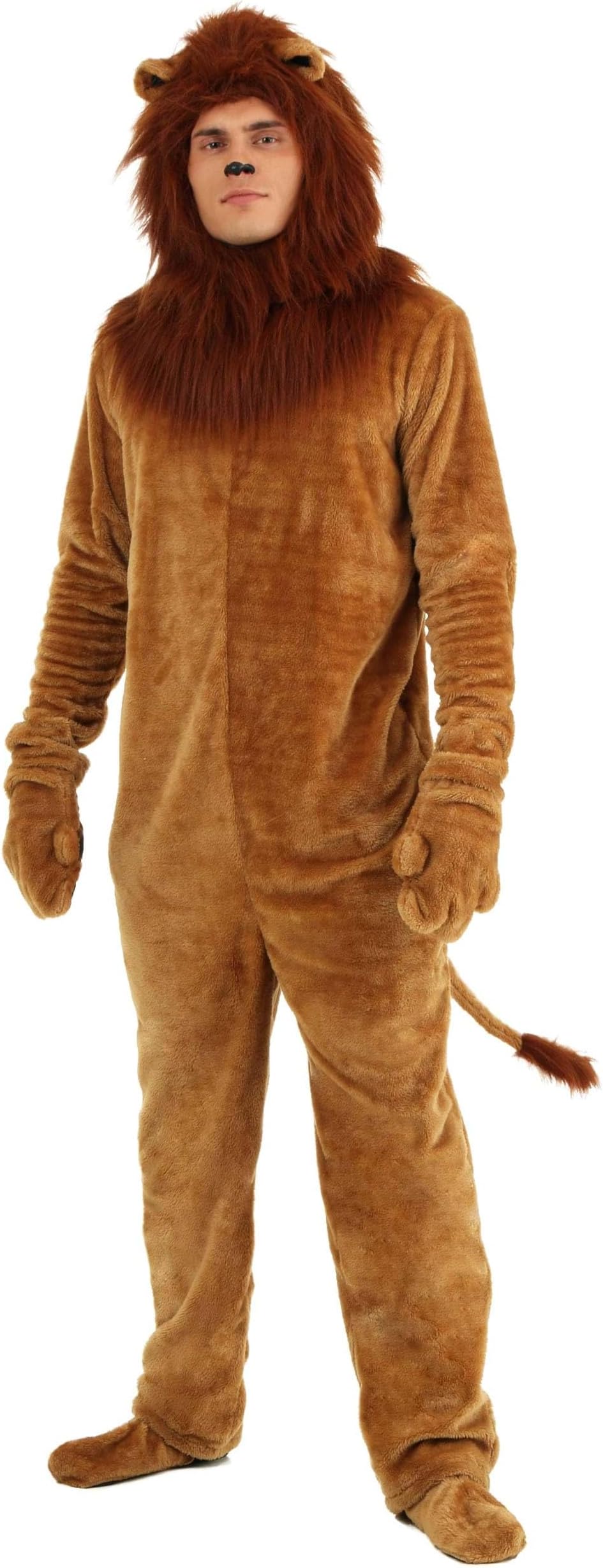 Fun CostumesBrown Lion Costume Adult Lion Onesie Animal Costume for Men