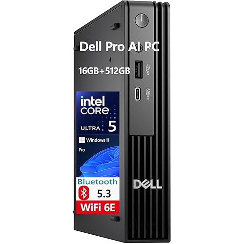 Dell Pro Micro MFF Mini AI PC (Intel 14-Core Ultra 5 235T (> i7-13700), 16GB DDR5, 512GB SSD), QCM1250 (Replace OptiPlex 7000), Tiny Business Desktop, Wi-Fi 6E, RJ45, Bluetooth,DisplayPort, Win 11 Pro
