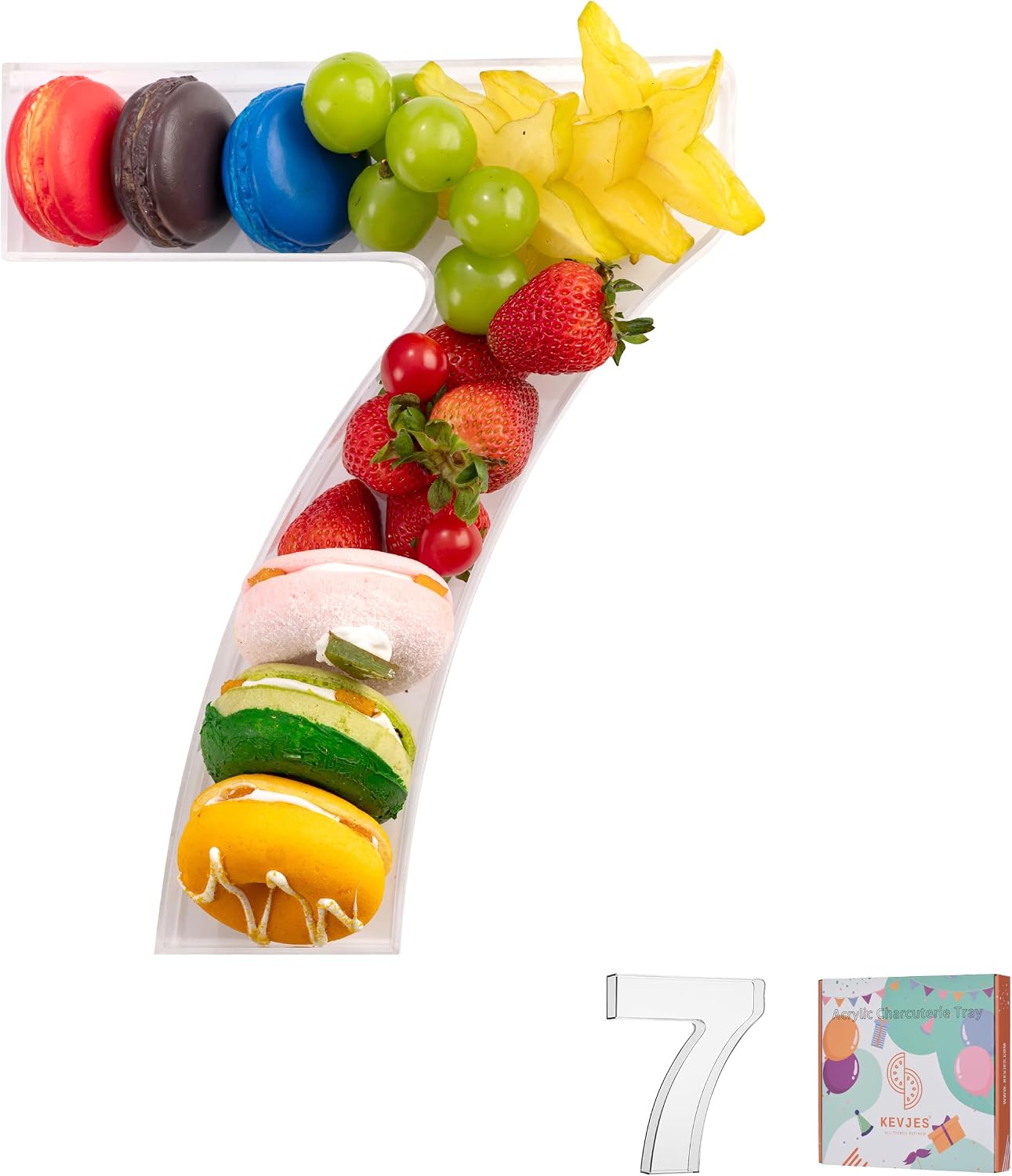11" Clear Acrylic Letter & Number Charcuterie Tray-Reusable Fillable Alphabet Box for Displaying Candy,Cake,Snacks– Party Dessert Serving Plate for Birthday, Wedding Anniversaries, Baby Shower (7)