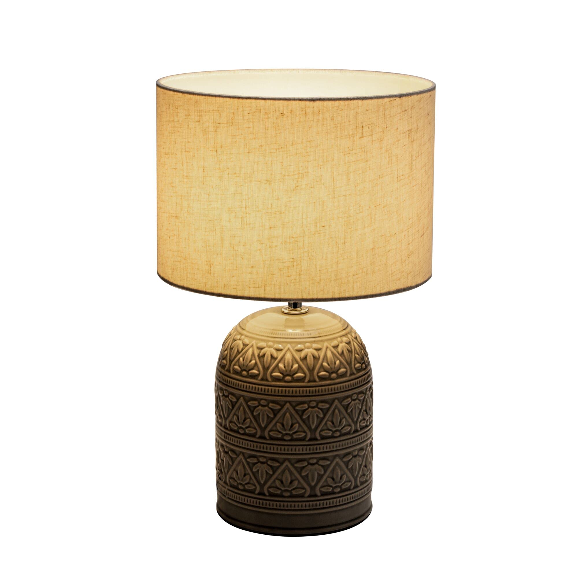 Lampa stołowa Pauleen 48223 Tender Pearl maks. 20 W wykonana ręcznie beżowy lampka nocna w stylu boho z tkaniny, ceramika E14