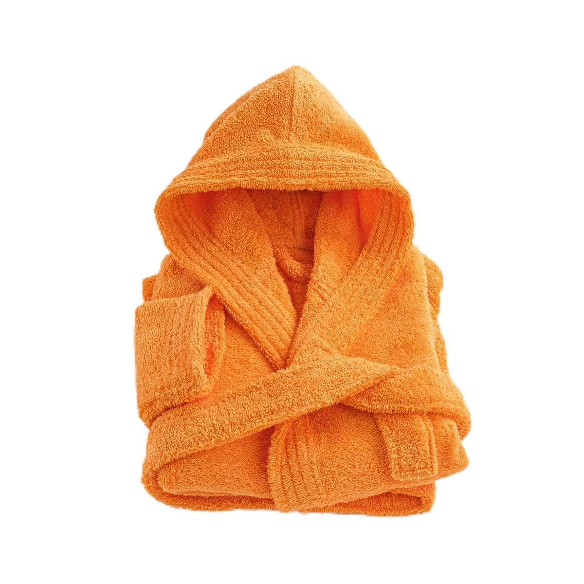 Kinder Bademantel mit Kapuze, Baumwolle, Frottee, Cocoon Gr. 12 Jahre, Orange