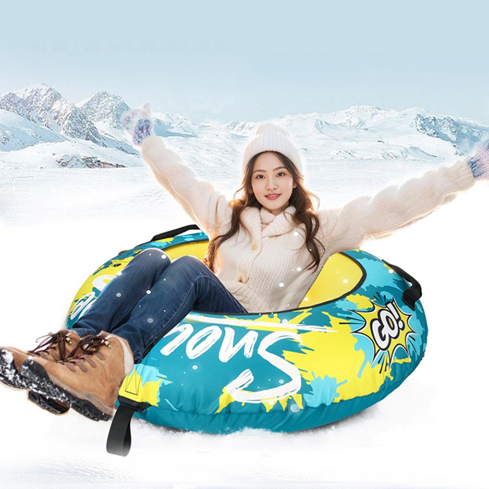 Luge gonflable – Tube de ski de 86 cm, base en PVC épaissie