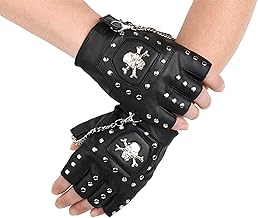 Punk Fingerless Fingerless Gloves with Rivets PU Leather Gloves Halloween Carnival Party Cosplay