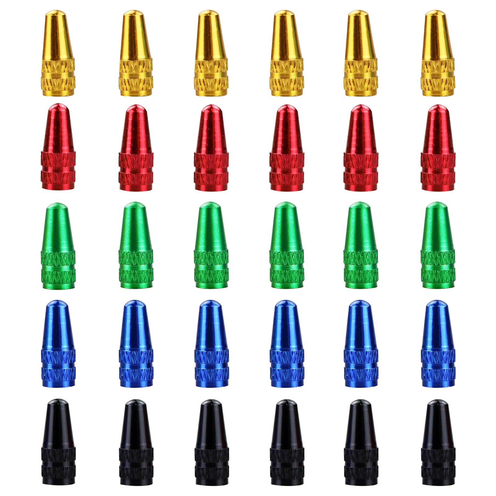 SZCXDKJ 30 Pcs Bicycle Presta Valve Caps, Multicolor Anodized Aluminum Alloy Presta Cycling Valve Caps, French Style Tyre Caps Dust Covers Bike Tire Valve Stem Caps for MTB Road Bicycle