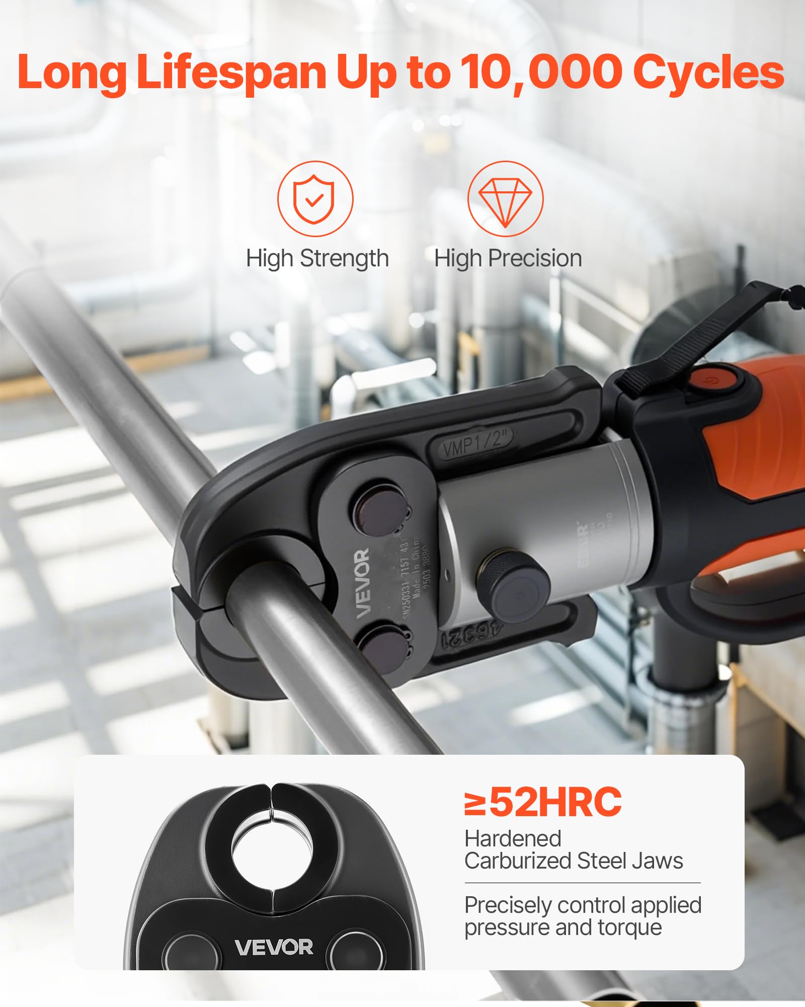 VEVOR 7PCS VMP Pressing Kit with 3 Press Jaws 3 Press Rings & 1 Actuator | Compatible with Megapress Fits 12 to 2 Carbon Steel Pipes Work with 32KN Standard Press Tools Includes Toolbox product thumbnail 5