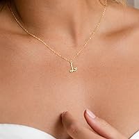Vista 2 de TEWIKY Collar con inicial para mujeres y niñas, collares rellenos de oro de 14 quilates, delicado collar con dije de letra de oro, moderno