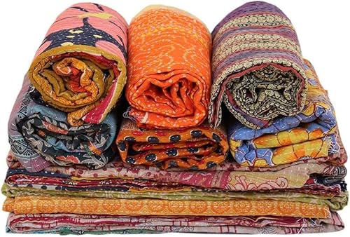 Miniatura 5 de Krati Exports Vintage Kantha Quilts Handmade Old Saree Made gudari Boho Bedding Throw Blanket Bedspread Rally