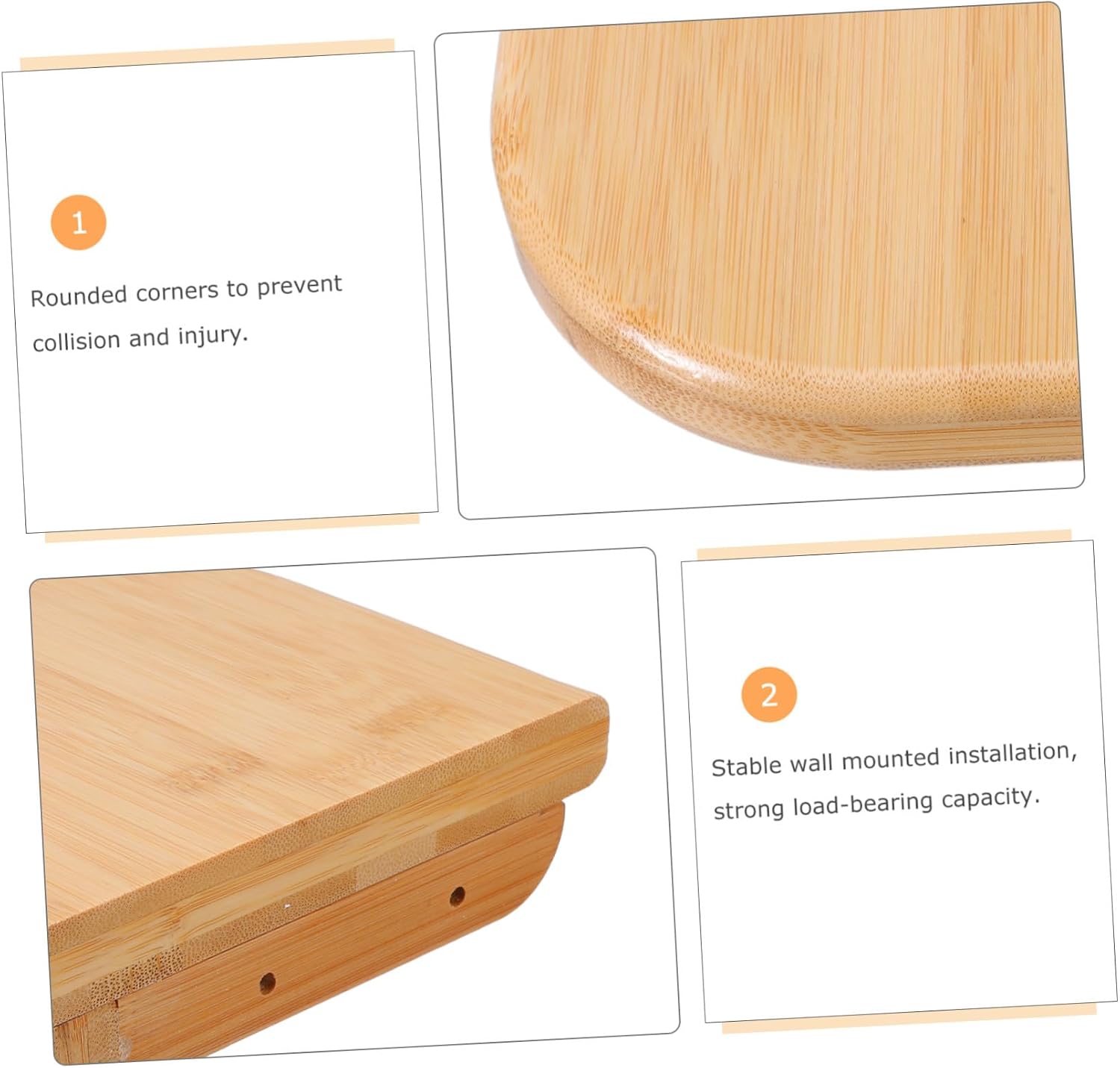 Alipis Wood Corner Wall Mounted Shelves Round Corners, 5.9x5.9 Inch Wall-Mounted Display Shelf for Bathroom and Bedroom, Safety Design and Versatile Application for Home Décor